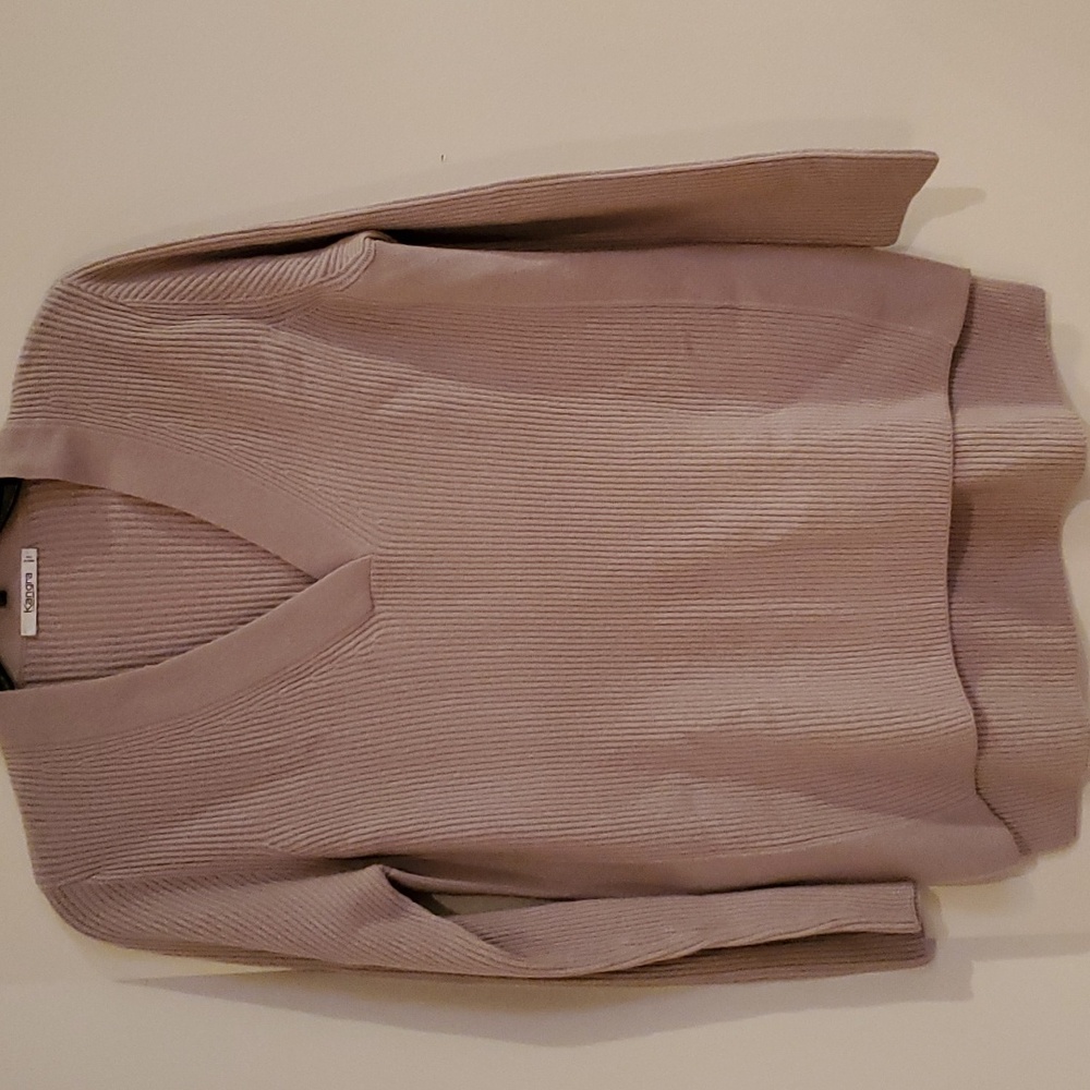 Kangra Cashmere V-Neck No Size Tag Khaki Merino Wool Sweater
